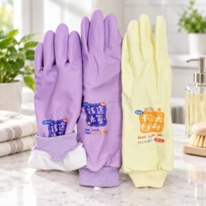 Long flocked gloves PVC Flock-Lined Cuff Gloves