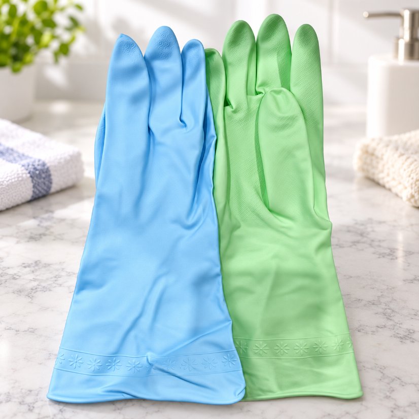 Long unlined leather gloves Macaron Blue / Macaron Green Gloves